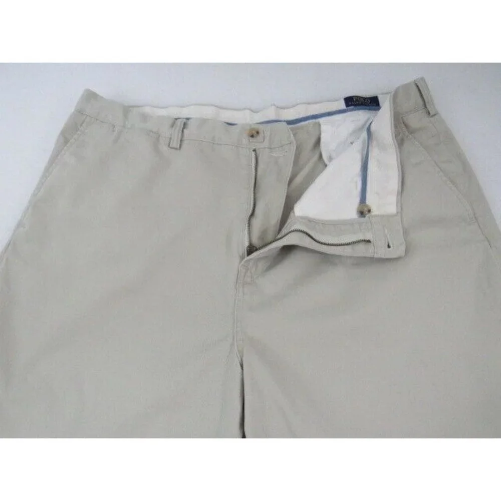 Ralph Lauren Polo Chino Khaki‎ Flat Front Cotton Pants 38/31